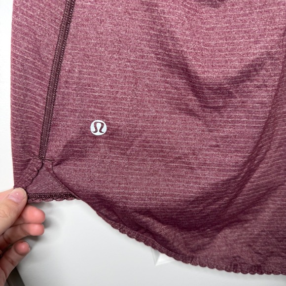 Lululemon Burgundy Heathered Striped Racerback Tank Top Scalloped Trim - Picture 4 of 5